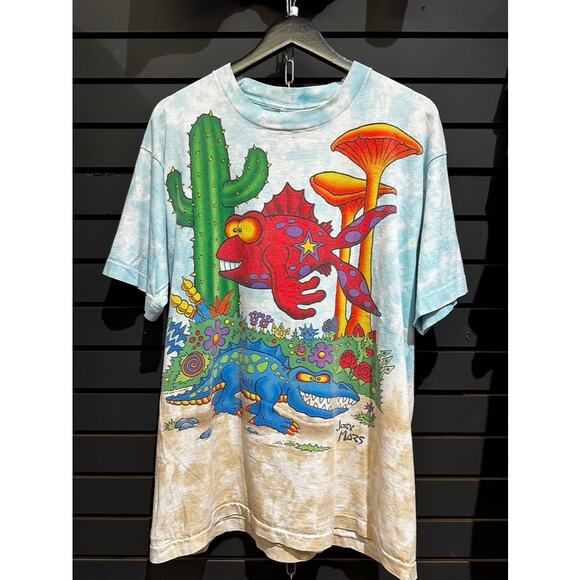 90s Joey Mars Paleon Rainforest Liquid Blue Vintage All Over Print AOP Shirt - Picture 1 of 4